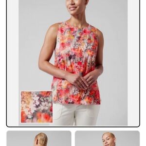 Athleta Women's Floral Blouse - Pink and Orange